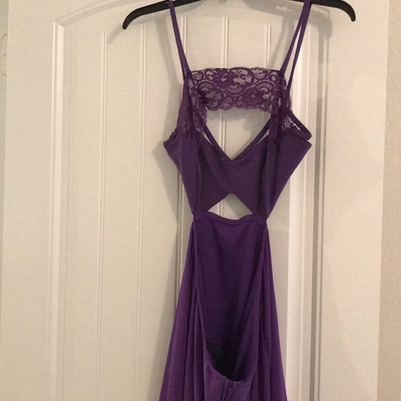 Purple high-low strappy cut-out dress- 7 - Picture 4 of 8